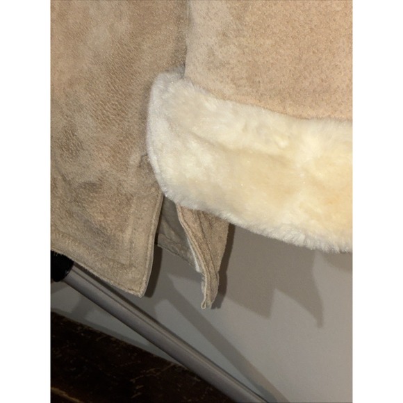 Vintage St. John's Bay Washable Tan Leather Suede & Faux Shearling Fur Coat- Lar - Picture 9 of 16